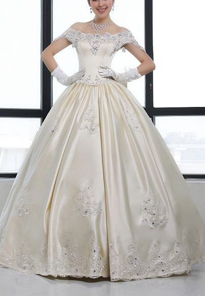 taffeta-off-the-shoulder-ball-gown-vintage-wedding-dress