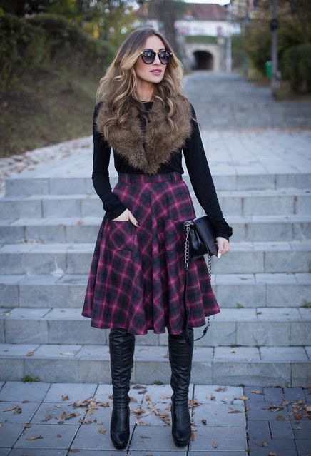 black-top-and-plaid-skirt via