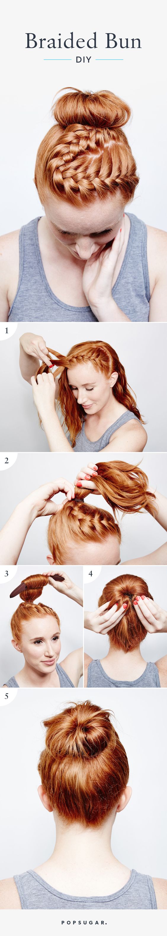 braided-top-bun-for-bright-hair via