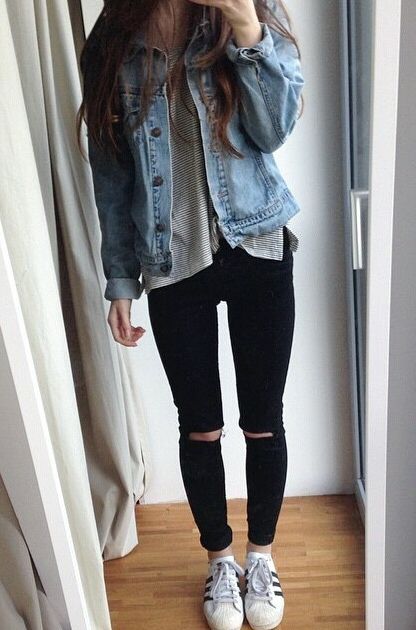 rock denim outfit