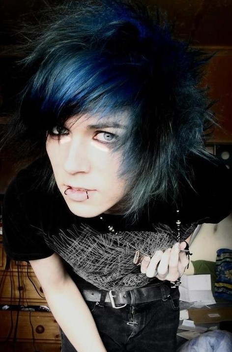 Black Blue Scene Emo for Guys