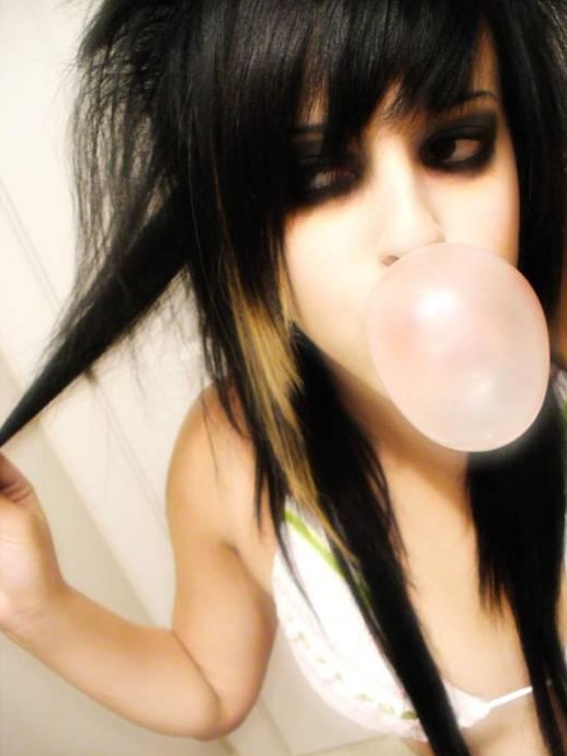 Cool Long Black Emo Hairstyles for Girls