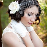 Curly Wedding Hairstyle for Short Hair with Flower