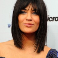Jessica Szohr Medium Choppy Layered Straight Cut with Bangs