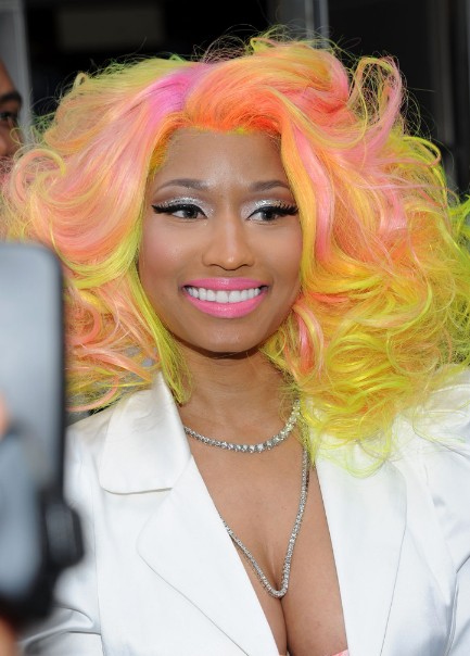 Nicki Minaj Curly Hairstyle with Bright Colors