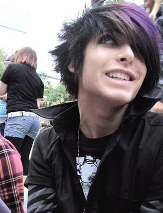 Purple Black Emo Hairstyle for Guys