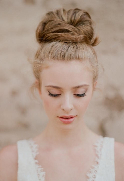 Romantic Top Knot Wedding Updo - Summer Wedding Updo