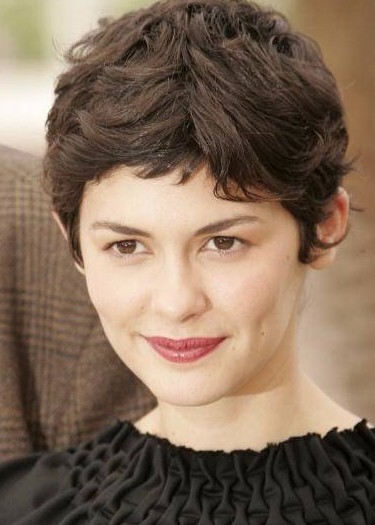 Audrey Tautou Short Curly Pixie Cut with Choppy Bangs