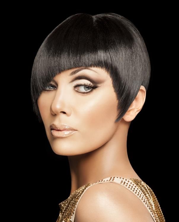Black Short Straight Hairstyle with Bangs