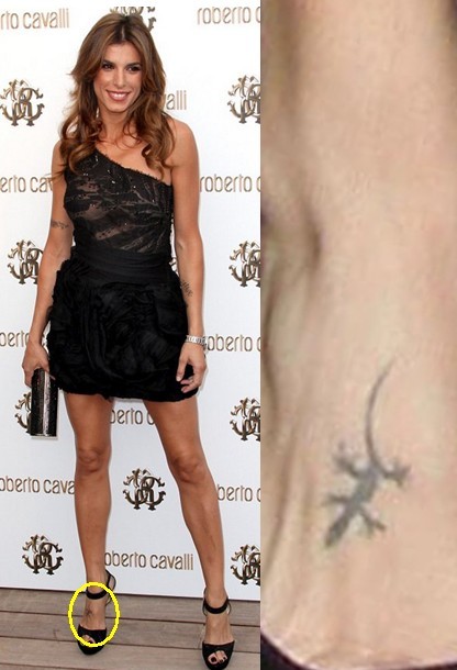 Elisabetta Canalis' Tattoos – Tiny Lizard Tattoo on Foot - Pretty Designs