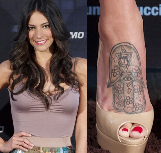 Genesis Rodriguez's Tattoos - Tribal Tattoo on Foot. 