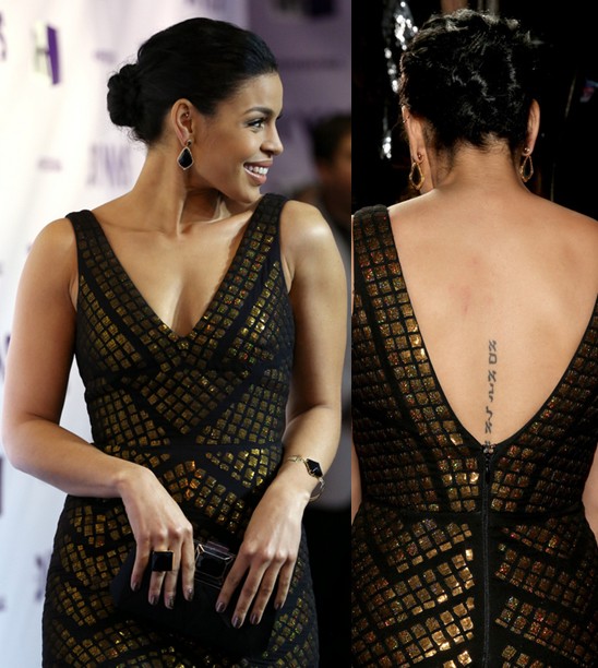 Jordin Sparks' Tattoos - Lettering Tattoo on Spine