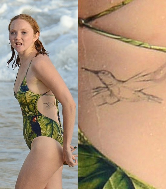 Lily Cole' Tattoos - Bird Tattoo on Lower Back