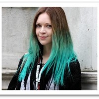 Long Straight Blue Dip-dye Hairstyle