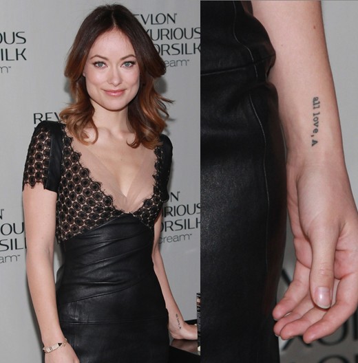 Olivia Wilde' Tattoos - Forearm Lettering Tattoo