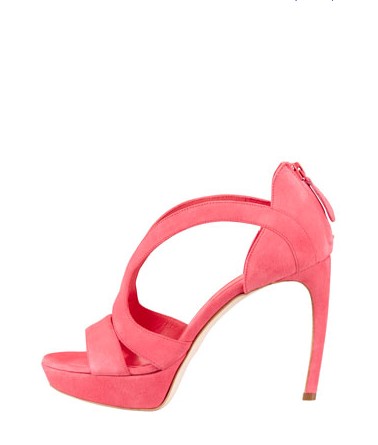 Alexander McQueen Strappy Suede Armadillo Sandal, Bubblegum