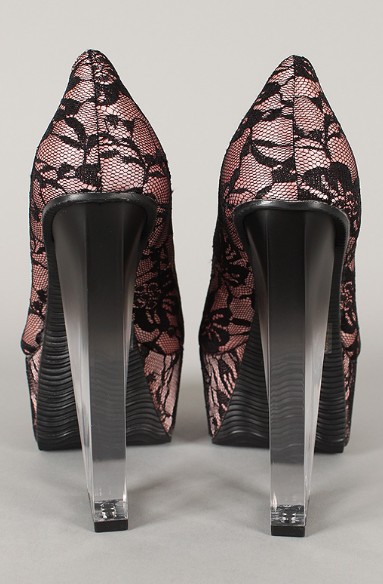 Back View of the Floral Lace Ombre Platform Pump