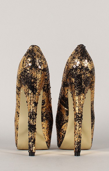 Back View of the Privileged Anouk Two Tone Sequin Almond Toe Stiletto Pump
