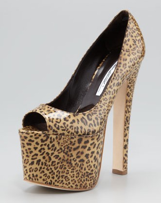 Brian Atwood Alesha Leopard-Print Patent Leather Platform Pump