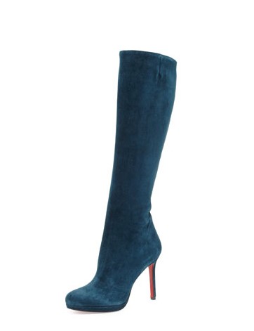 Christian Louboutin Botalili Suede Platform Red Sole Boot, Blue