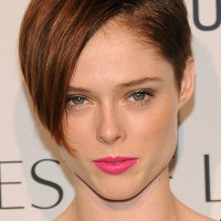 Coco Rocha's Short Hairstyle: Brown Highlighted Pixie Undercut with Long Side Bangs