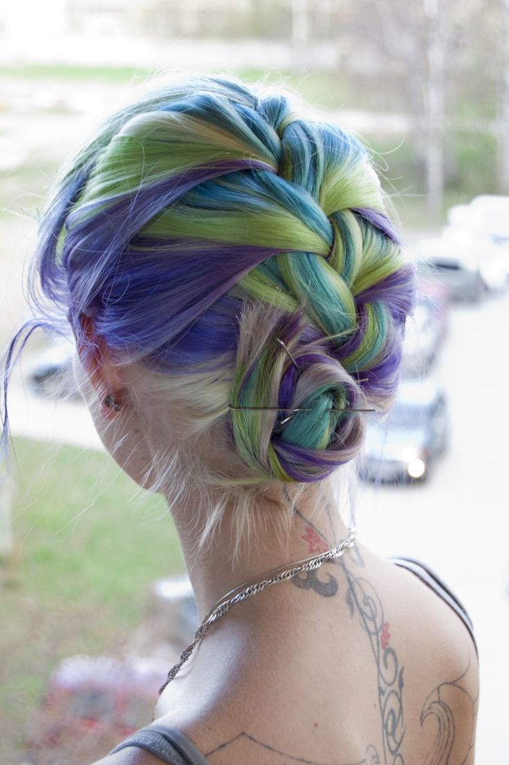 Colored Highlighted Braided Hairstyle