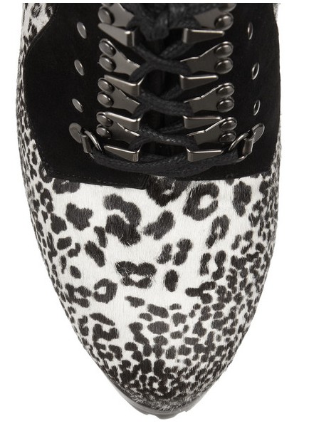 Front View of the Alaïa Animal-print calf hair and suede ankle boots