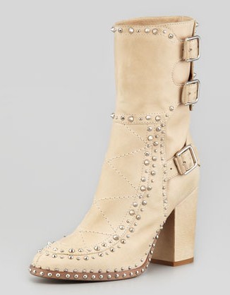 Laurence Dacade Baulence Studded Triple-Buckle Boot, Beige