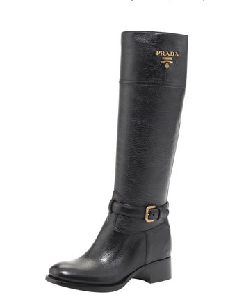 Prada Logo Leather Riding Boot