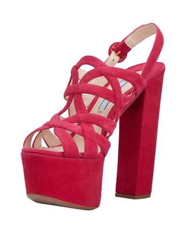 Prada Super Platform Suede Cage Slingback Sandal