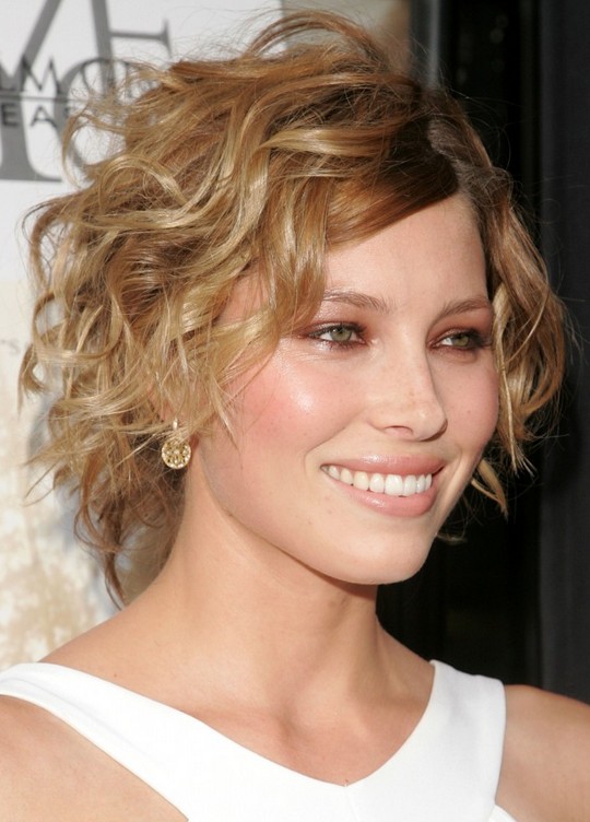Romantic Short Curly Hairstyle with Side Swept Fringes: Hairstyle for 2014