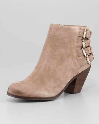 Sam Edelman Lucca Buckle-Back Suede Bootie, Beach