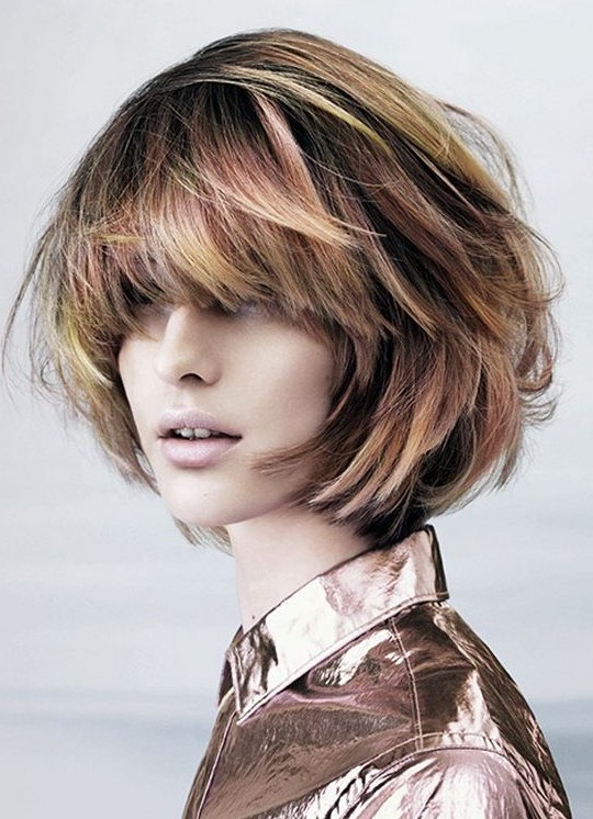 Short Haircut  - Stylish Highlighted Messy Bob Hairstyle