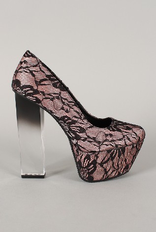 Side View of the Flora Lace Ombre Platform Pump