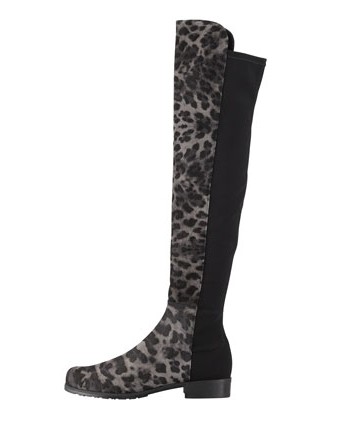 Stuart Weitzman Leopard-Print Suede Over-the-Knee Boot, Smoke