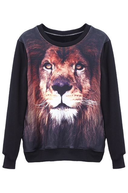 Tiger Head Black Pullover - The Latest Street Fashion 2014
