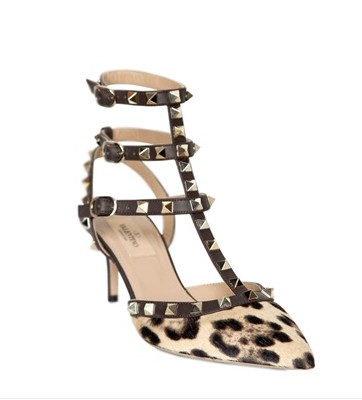 Valentino Rockstud Leopard Ponyskin Pump