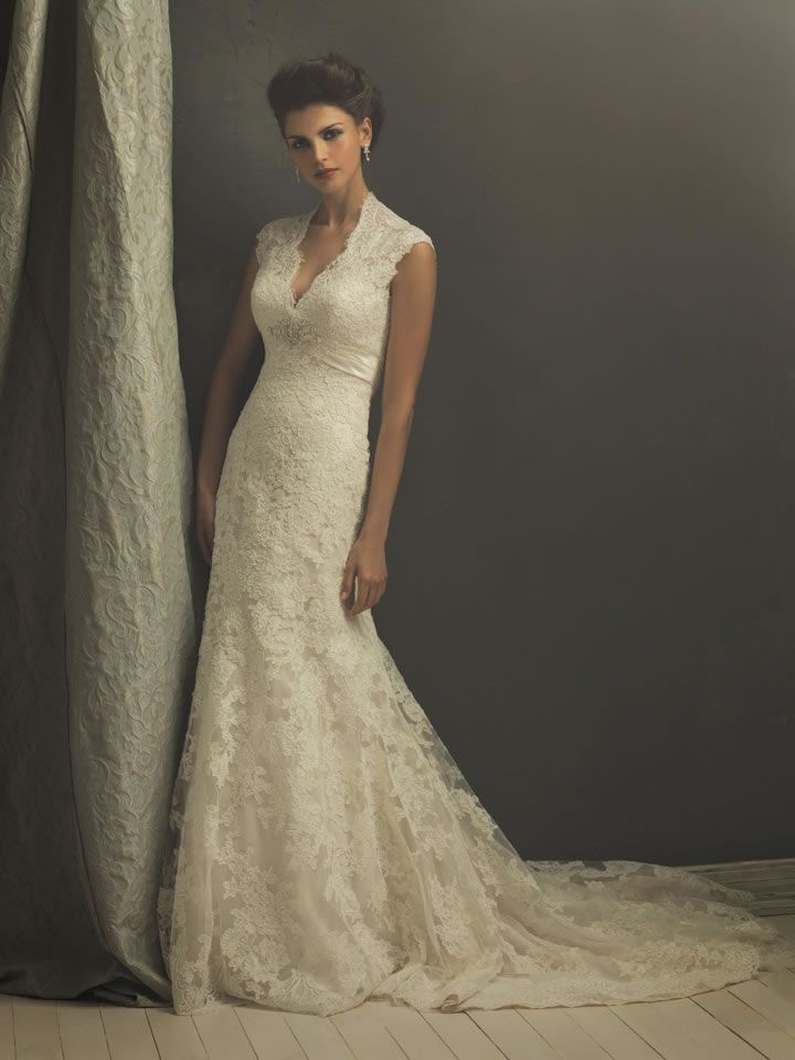 Retro Lace V-shape Wedding Dress