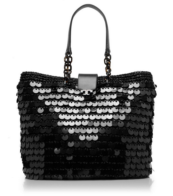 black sequin tote