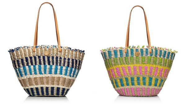 multi-coloured straw cute totes