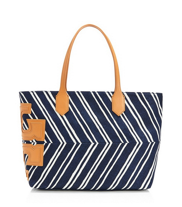 navy striped tote