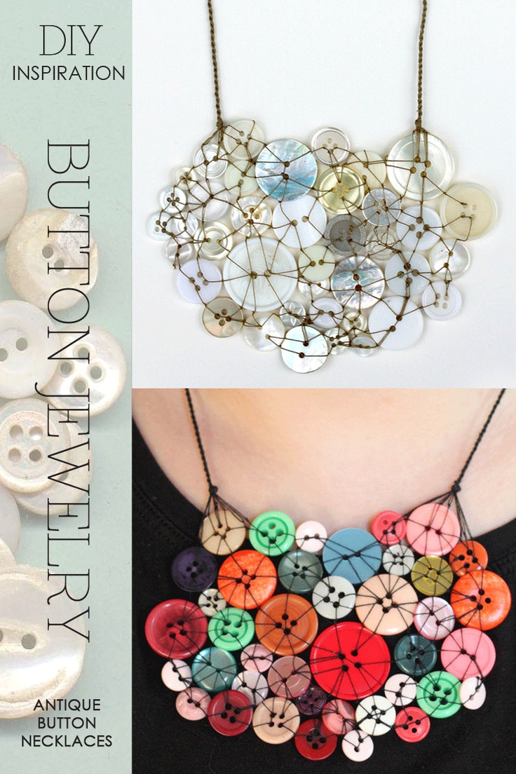 Button jewelry inspiration | tutorials for button necklaces and earrings