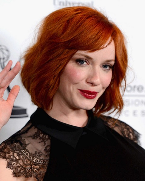 2014 Christina Hendricks' Short Hairstyles: Short Bouncy Bob for Red Hair