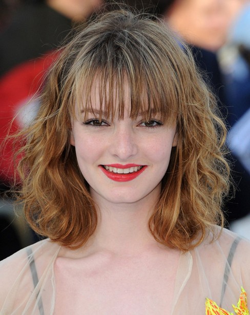 2014 Dakota Blue Richards Medium Hairstyles: Messy Curls with Blunt Bangs