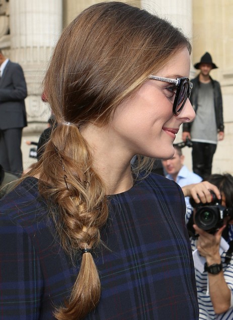2014 Olivia Palermo Long Hairstyles: Low Side Braid Ponytail