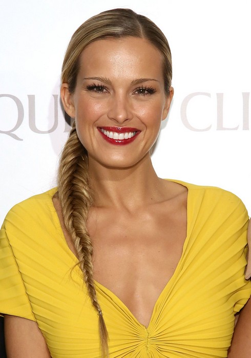 2014 Petra Nemcova Long Hairstyles: Fishtail Braid