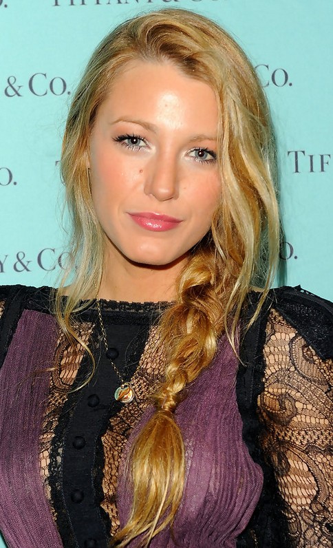 Blake Lively Long Hairstyle: Braid with Long Side Parting