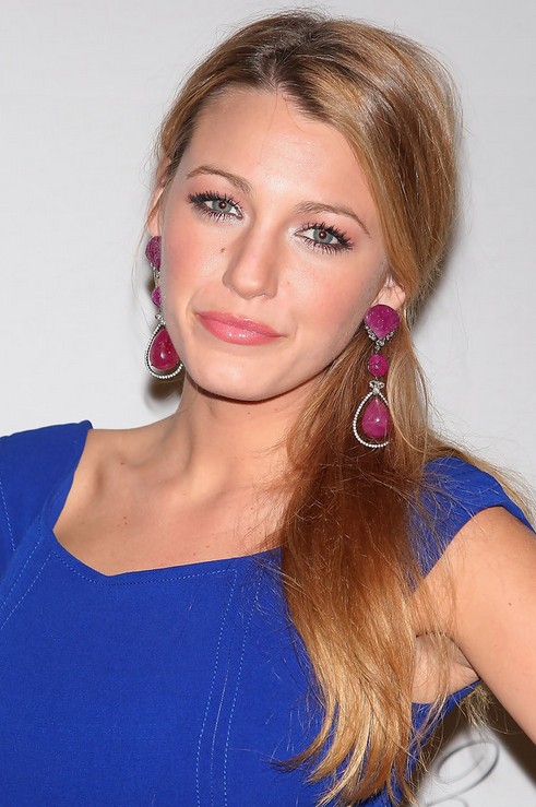 Blake Lively Long Hairstyle: Side Parted Ponytail