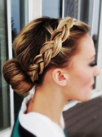 Braided Bun Schoolgirl Hairstyle for Ombre Hair