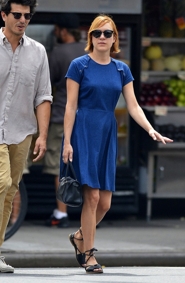 Chloe Sevigny Blue Denim Skater Dress